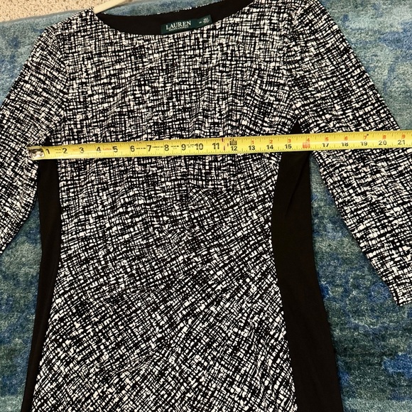 Lauren Ralph Lauren Quiet Luxury Black White Sheath Career Work Wedding Dress 14 - Picture 10 of 11